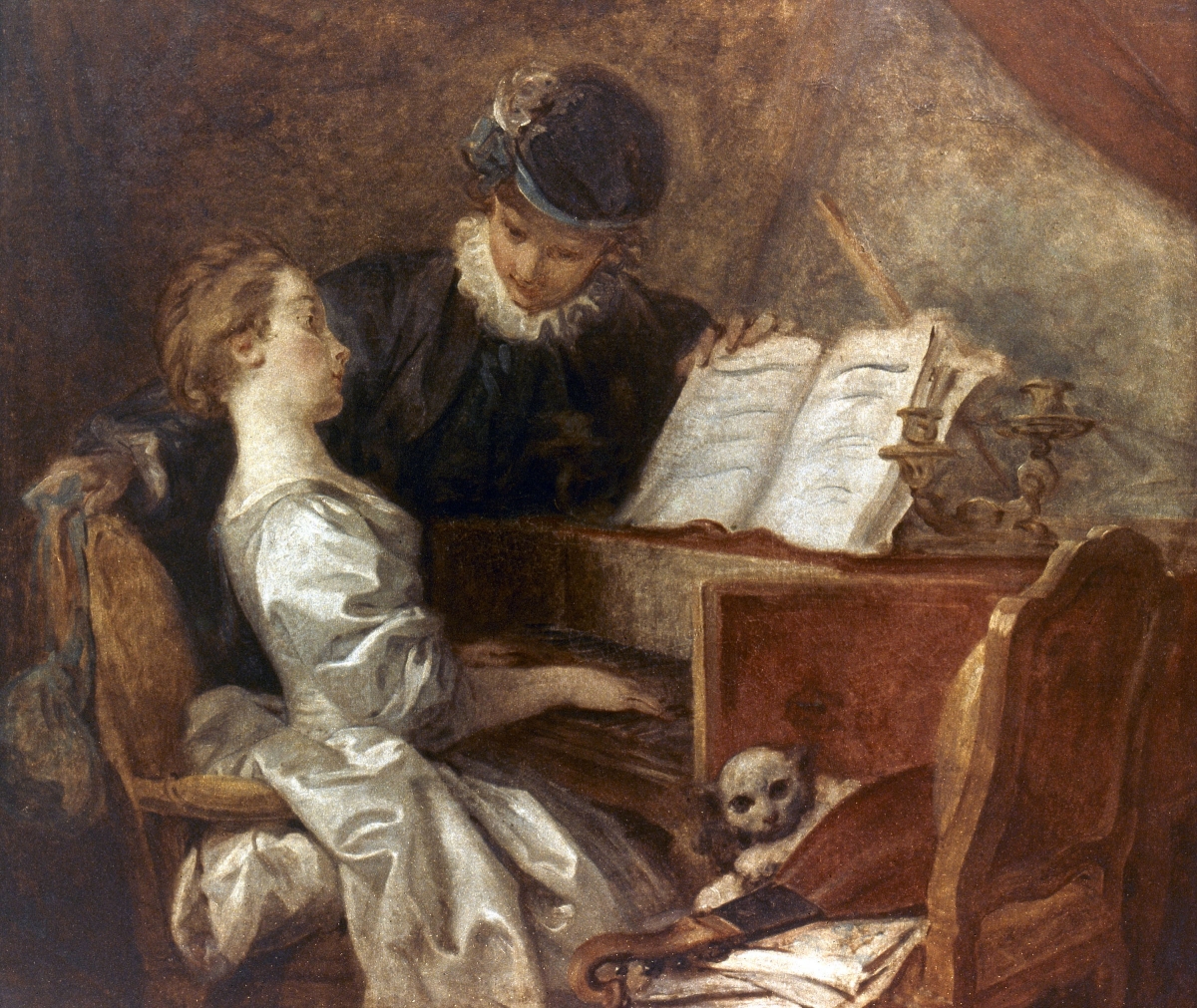La leçon de musique tableau peint par Jean-Honoré Fragonard