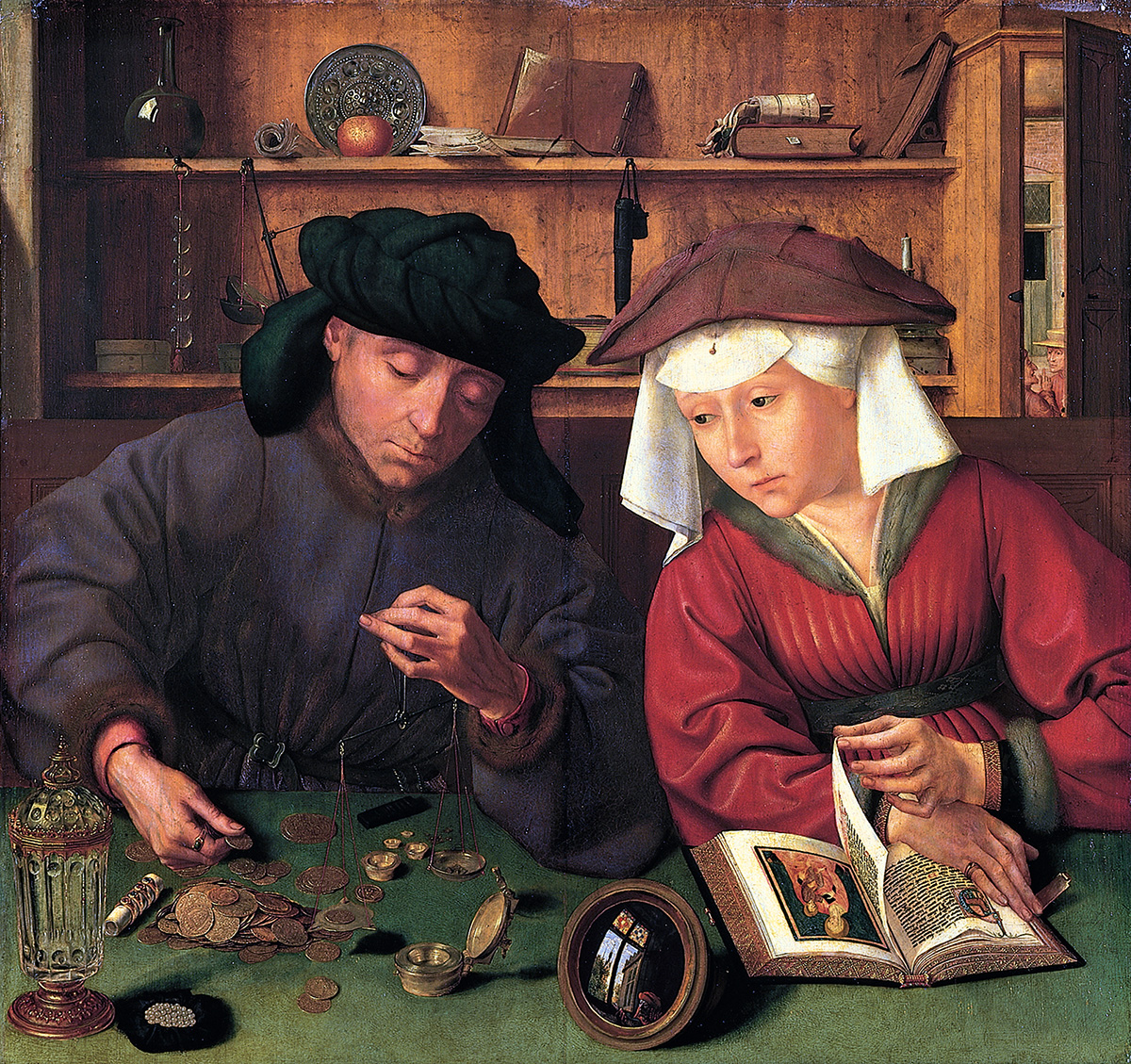Le prêteur et sa femme tableau peint par Quentin Metsys