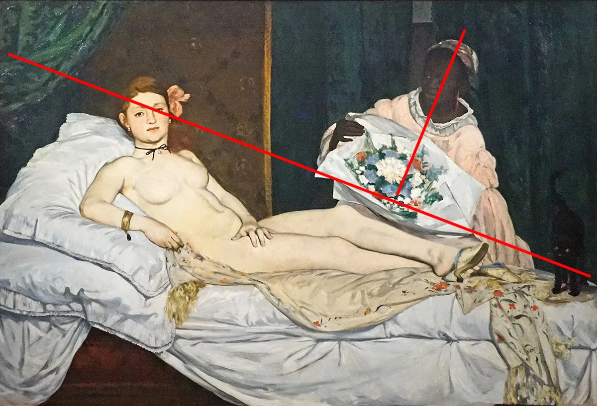 Olympia de Manet : lignes de composition du tableau
